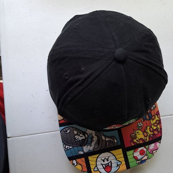 Super Mario Black Snapback Hat Colorful Brim Mario Luigi Graphics Nintendo 2022 - Picture 7 of 8